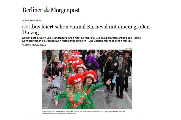 Cottbus feiert schon einmal Karneval mit einem großen Umzug